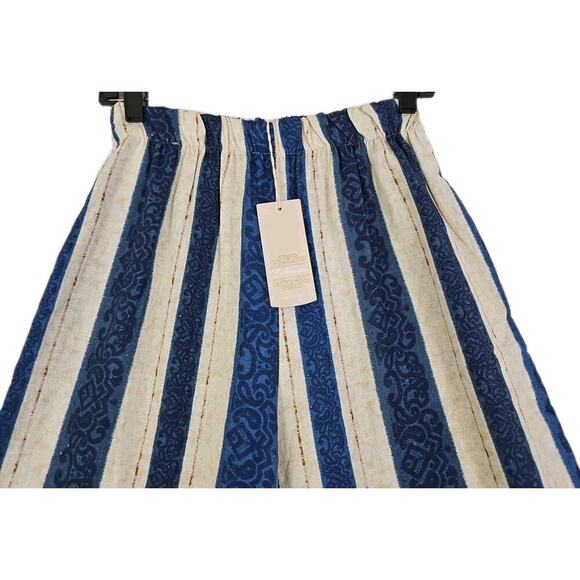 Bellambra~Woman S~Linen Blend Boho Top/Pants 2 Pc. Striped Italy Blue/Beige NWT. - Picture 9 of 16
